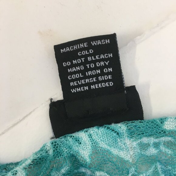 Rue 21 Fashion Lace Blouse Women's Size L Top Stylish Green Aqua Shirt Stretchy - Picture 14 of 14